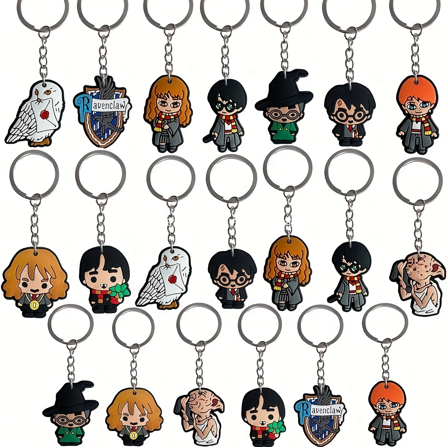 TEMU Warner . Harry Potter 20pcs Cute School Bag Keychain Set - Stylish Student Accessory Gift, Multifunctional Diy Charm Pendants From The Harry