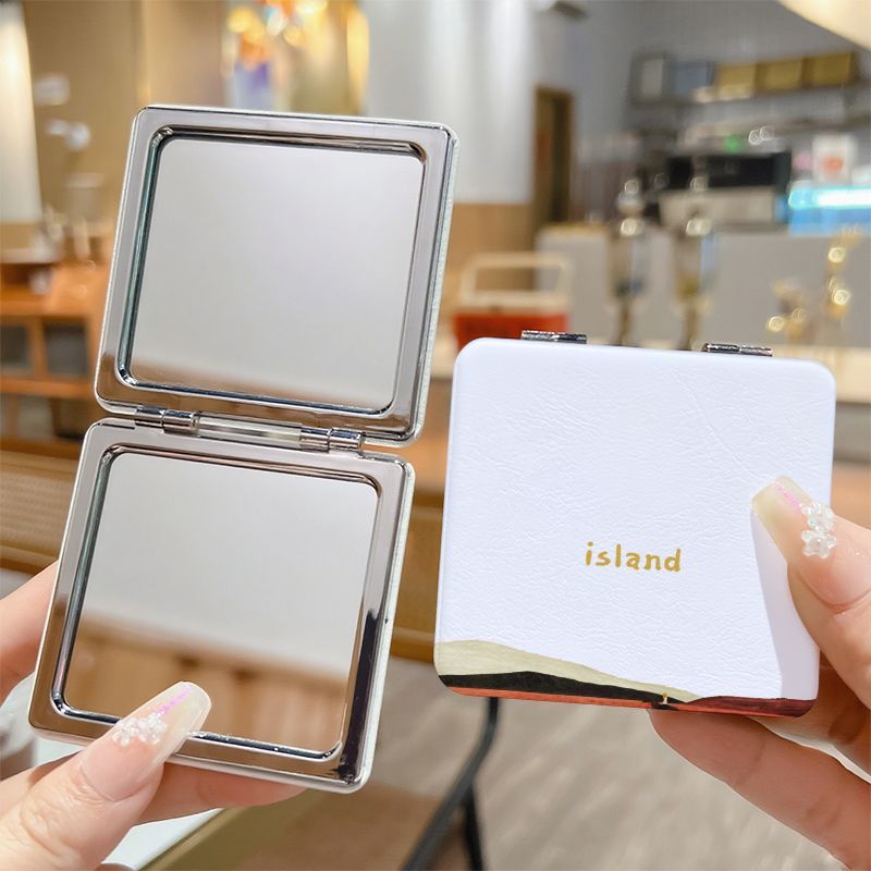 Handheld Mini Square Makeup Mirror, Cute Cartoon Design