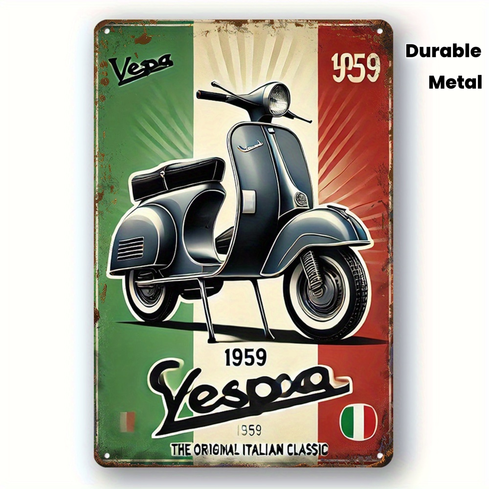 E-shop 2D Flat - 2D Plane - Vintage 1959 Motorrad Metall Wandkunst - Dekoration, Geeignet für Zuhause, Bar, Garten, Terrasse | 20.32X30.48 Cm | Retro