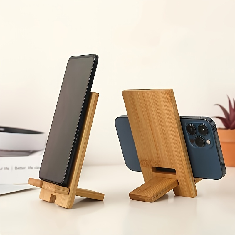 An Office Organizer Wooden Desktop Phone Stands Featuring A