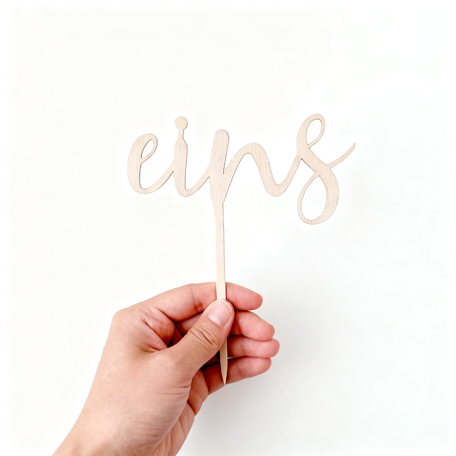 Image of 1pc Wooden German Letter Eins First Birthday Cake Topper, Rustic 1 Cake Decoration For 1st Birthday Party, Baby Boy Girl Smash Cake Decor