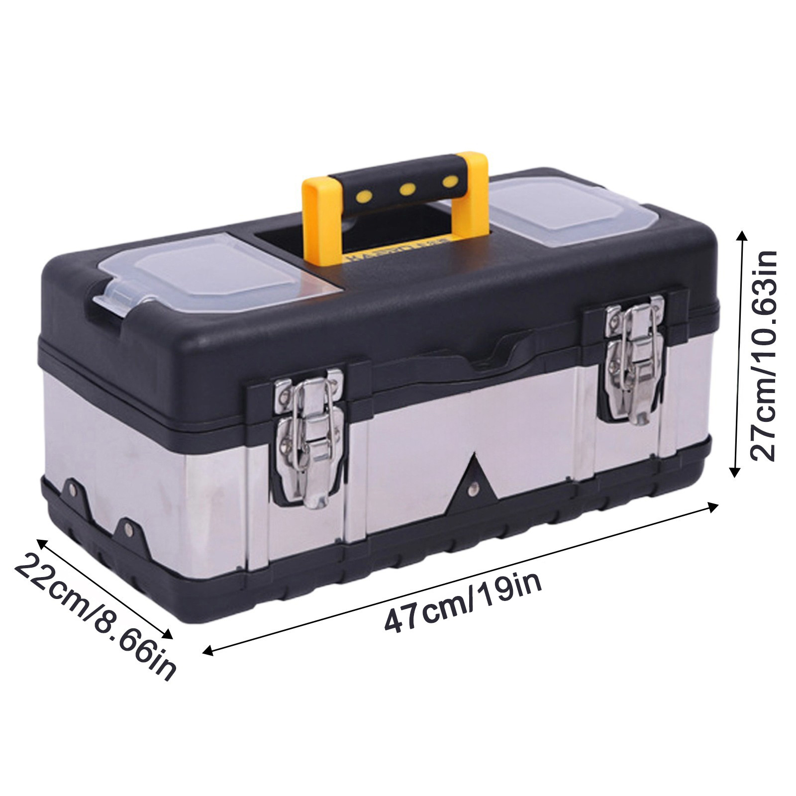 TEMU Large- Capacity Toolbox, Premium Metal Carrying Case, Automotive Repair Storage, 47cm, With Lockable, Multi- Functional Compartments With
