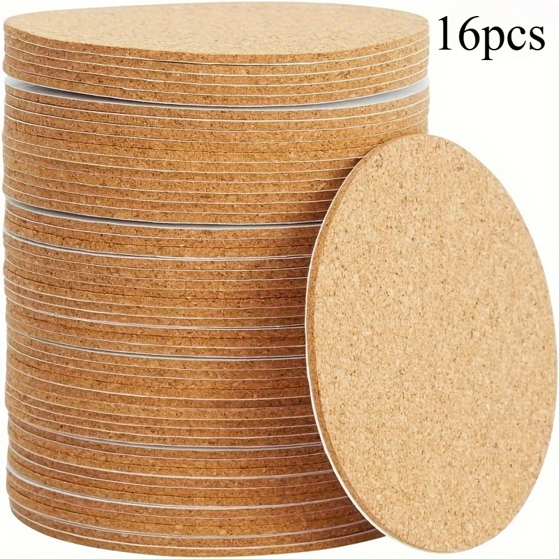 TEMU 16pcs Cork Coasters For Rhinestone Art Backing, 3.5 Inch (0.078" Thick) Self-adhesive Cork Board For Diamond Painting Coasters, Blank Cork Pads