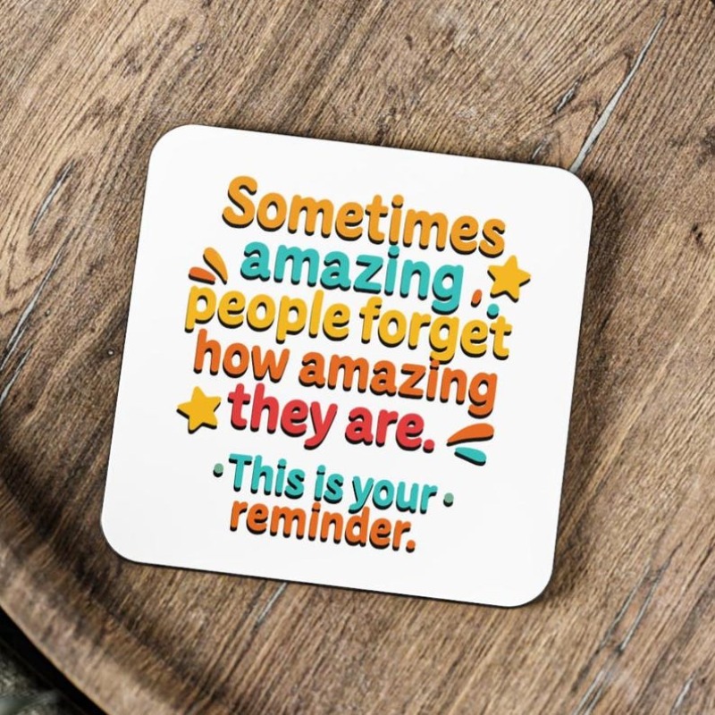 TEMU 1pc Wood Coaster Suitable For Employees, Students, Daughters, - Wood Round Positive Affirmation Thank You Gift, Hand Washable Table For & Office
