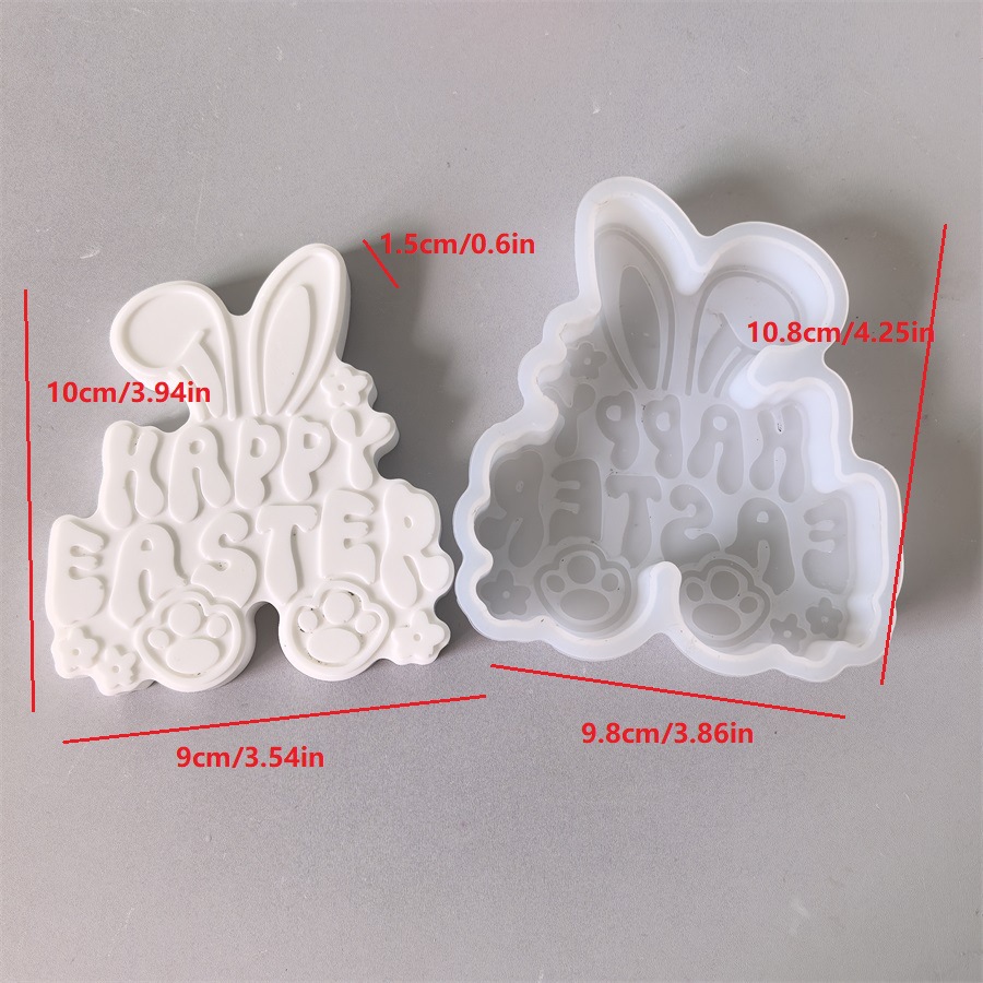 TEMU Rabbit Silicone Mold Easter Decoration Scented Car Plaster Candle Making Mold