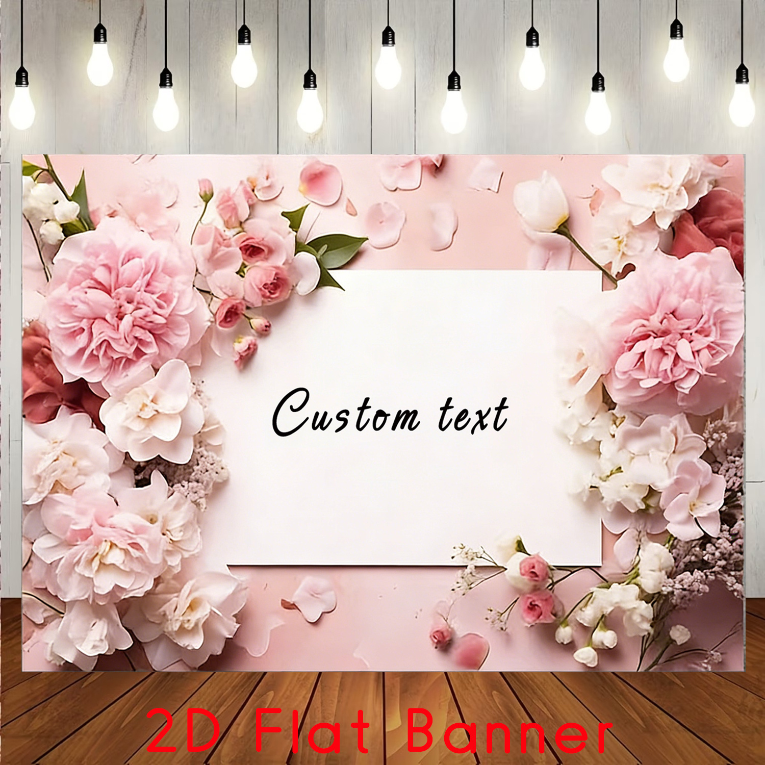 TEMU 2d Flat, 1pc Large Personalized Vinyl Backdrop Banner Suitable For Weddings, Birthdays, Mother's Day - Custom Flower & Text Decoration With