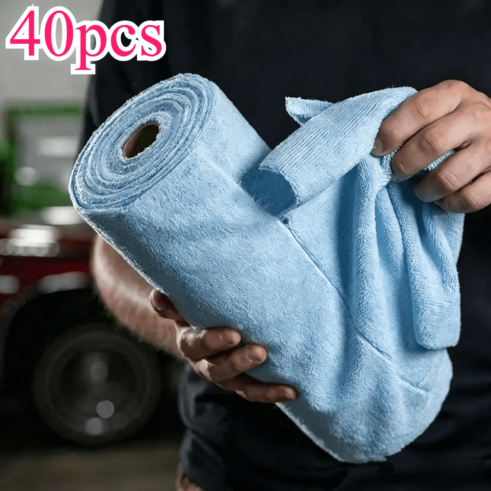 TEMU 1 Roll 40pcs Thickened Microfiber Cleaning Cloths, Strong Absorbent Towels, Reusable For Wet And Dry Use, All-home Use, Convenient Roll With