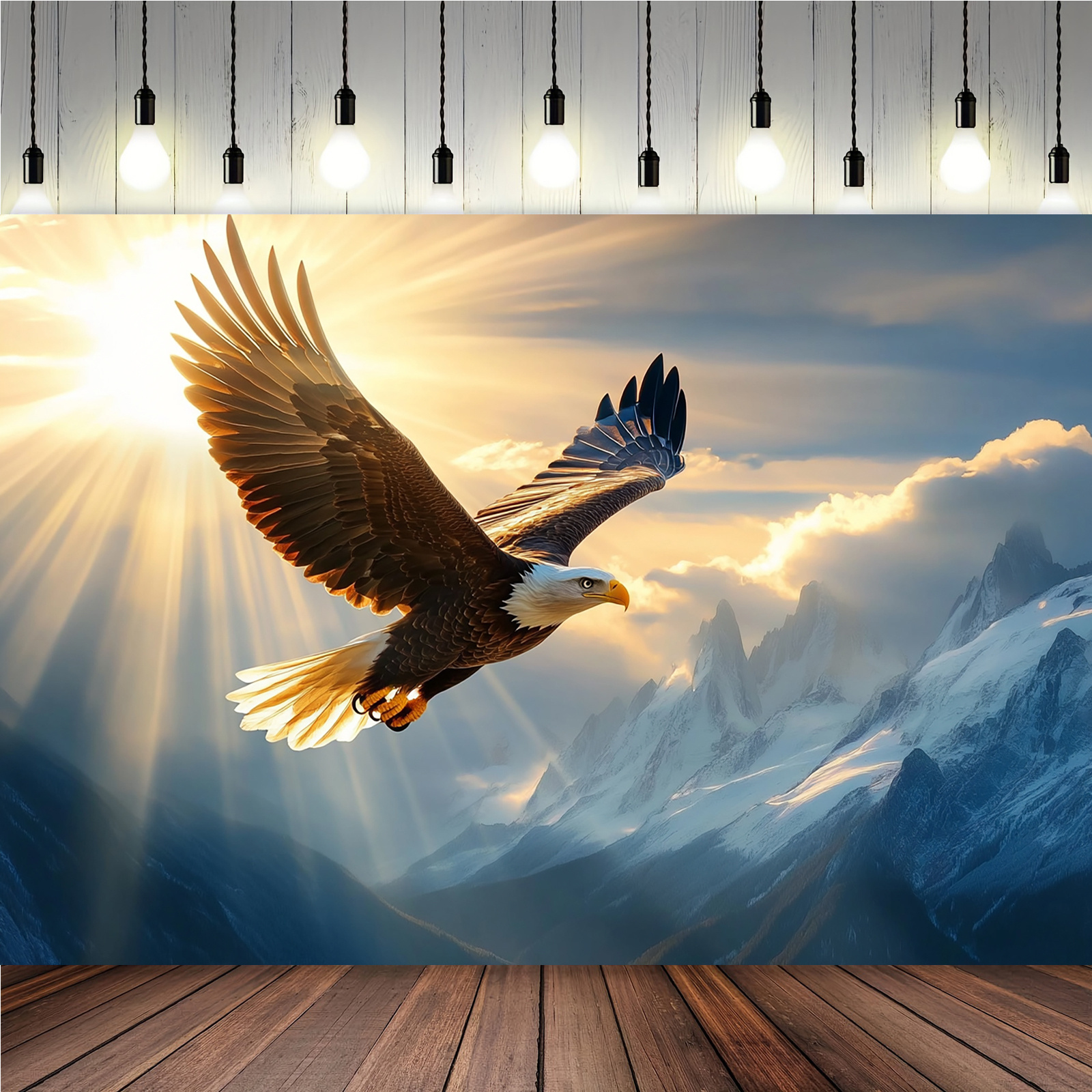 1pc       over snow capped mountains at sunrise banner polyester no power needed ideal for living room bedroom office decor birthday parties   in 39x59 51 18x59 70 8x90 5 inches   decor
