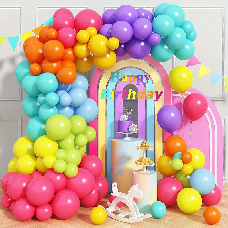 164 Piece Rainbow Balloon Arch Kit - Multi Color Latex Balloons For Party Decorations