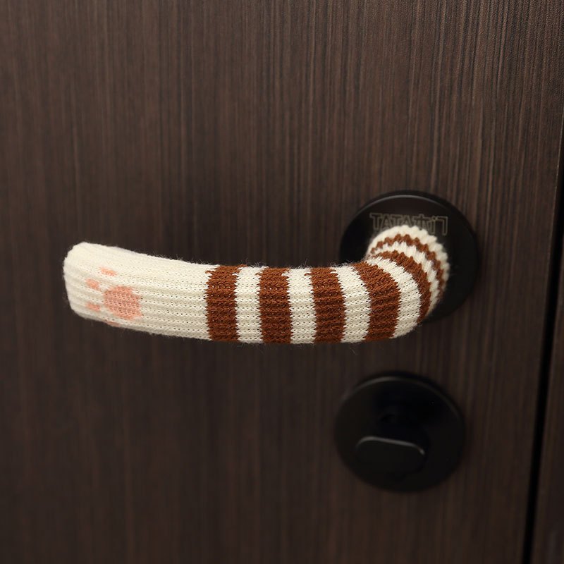 TEMU Diferentes diseños de adorables protectores de patas de silla con forma de pata de gato, cubiertas de manija de puerta de lana tejida para