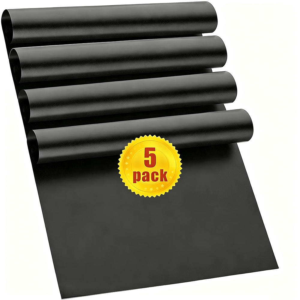 TEMU Lot de 5 rouleaux de tapis de four en téflon extra-épais et très résistants - Grands tapis de barbecue noirs antiadhésifs et résistants à la