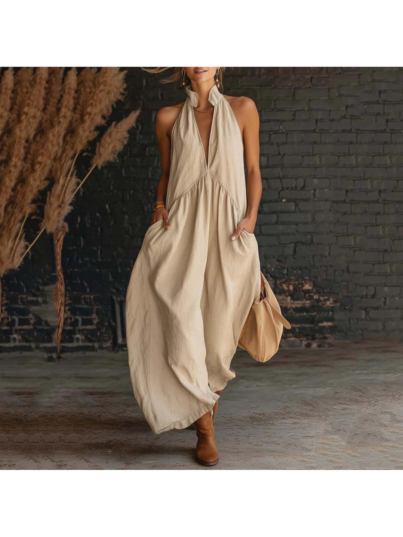 chinese dress ladies Women's Linen Dresses,Grey Blue Linen Dress for Women, Casual Loose Fit V  Neck Summer Dress UK, Lightweight Tunic with Pockets Holiday Outfit, Ladies  Short Sleeve Sundress,Temu Products UK, White, XXL : Amazon.ie: