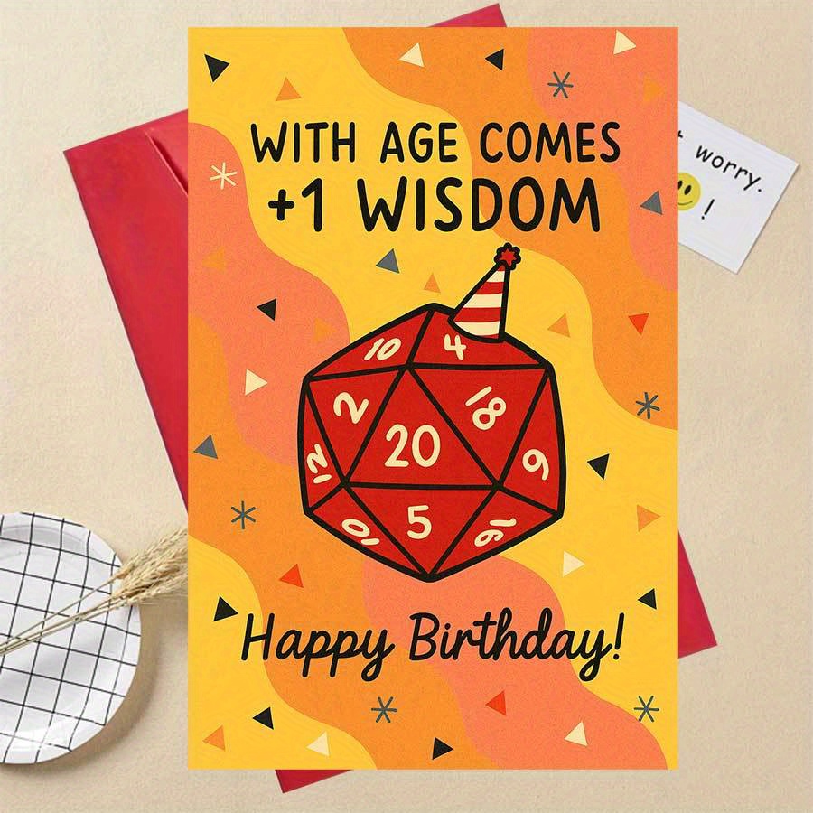 TEMU 1 carte d'anniversaire amusante avec dés et thème de , idéale pour amis, famille et collègues, célébrant les étapes importantes et ajoutant de