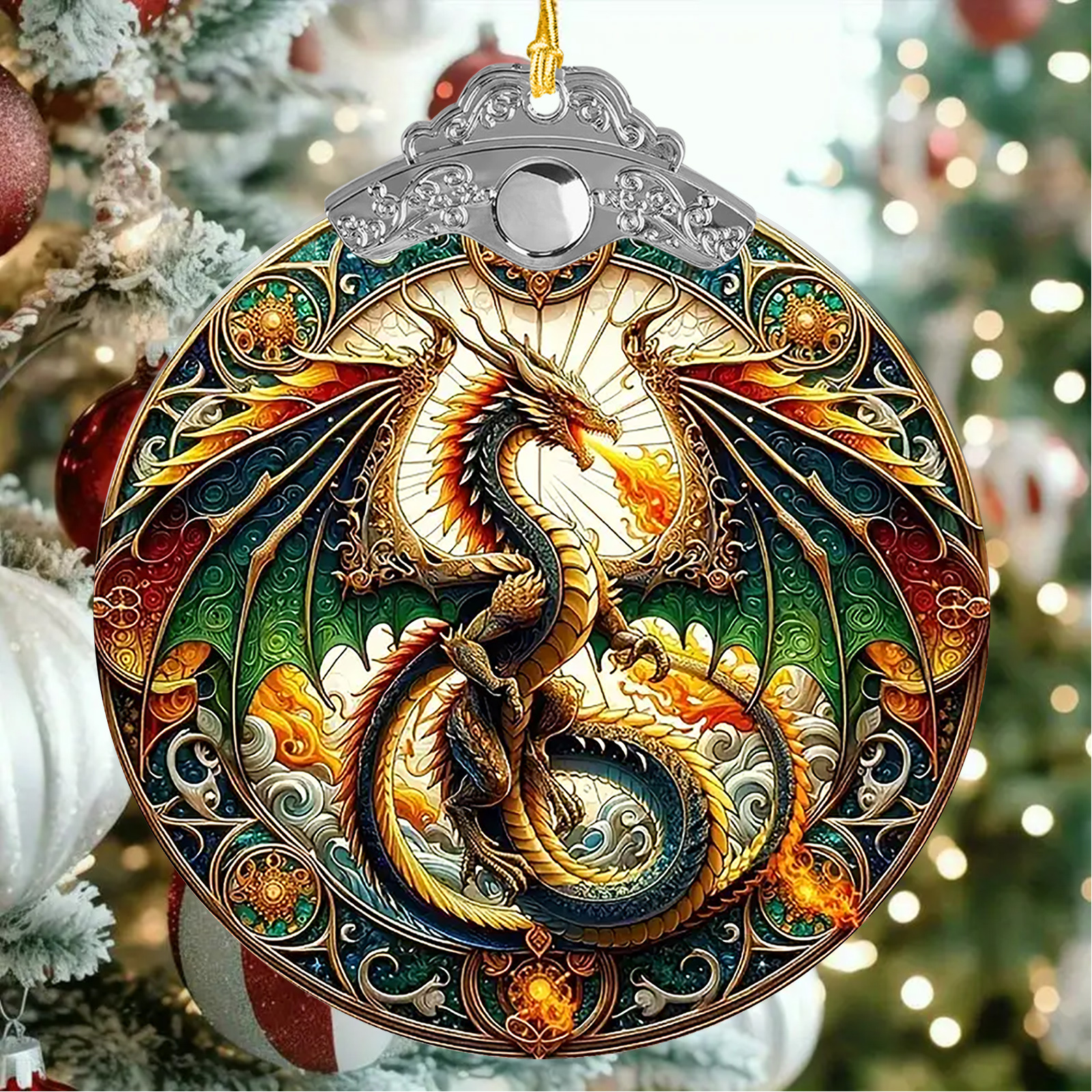 

Dragon Christmas Ornament - Acrylic Hanging Decor For Tree, Holiday & New Year Celebrations, Ideal Gift , Family, And Coworkers (3.2x3.2 Inches)