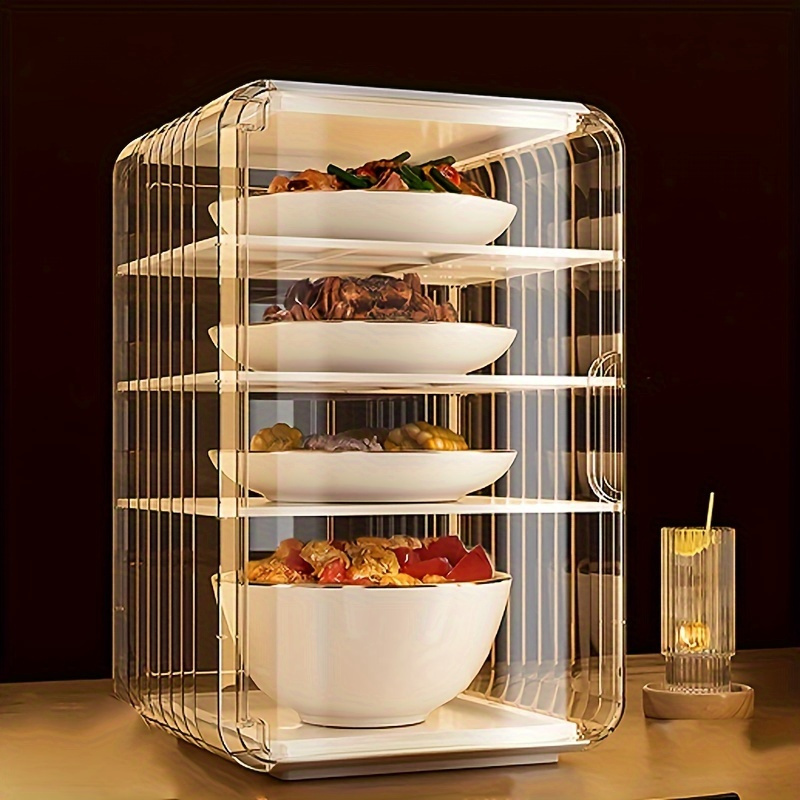 Multi-Layer Transparent Storage Rack with Dust-Proof & High Quality Design - Durable PP Plastic Organizer for Kitchen, Bathroom, Office - Clear Multi-Compartment Shelves for Utensils, Bottles, Snacks, Home Organization, Sturdy Construction, Home Organizers