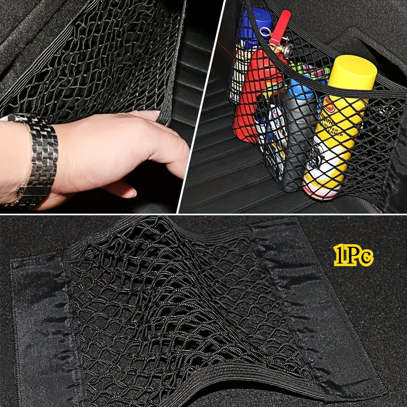 1pc Multifunctional Car Trunk Organizer Bag, Universal Storage Net Bag. Made Of Durable Mesh Fabric With Partitioned Structure, With Independent Cargo Compartment Organizer