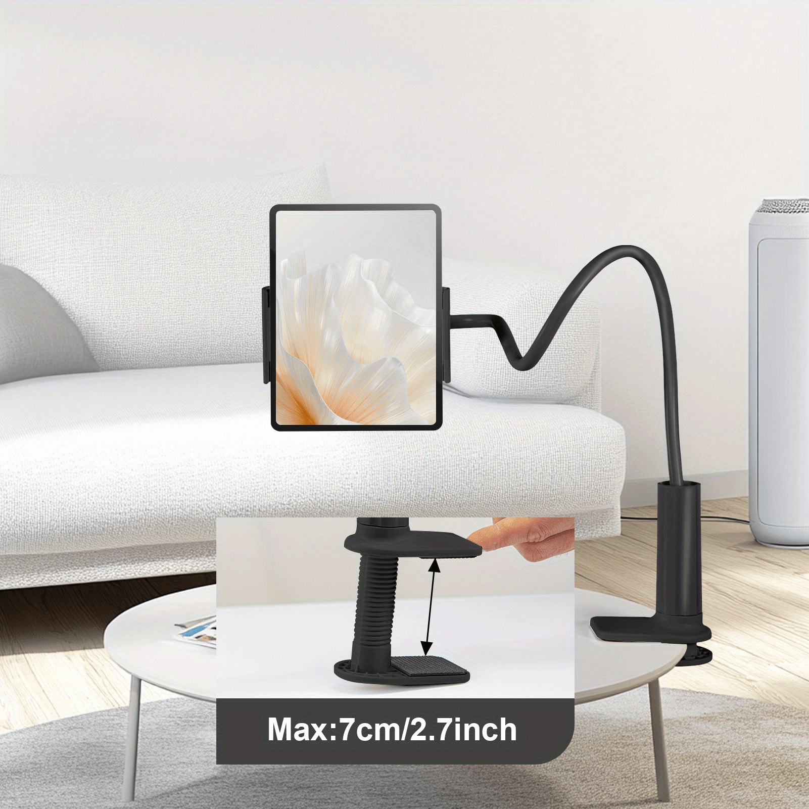 Image of Desk Tablet Mount, Adjustable Tablet Stand Flexible Gooseneck Arm Bedside Holder With 360 Degree Rotation Tablet Holder For 4.7-7.06 Inch Devices