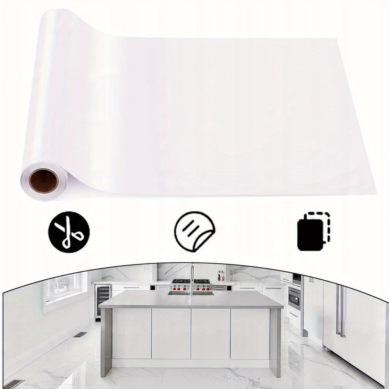 Image of Glossy Sticky Wrap Furniture Stickers Cupboard Covering Self Adhesive Peel And Stick Solid Sticker Contact Paper Glossy Wall Paper