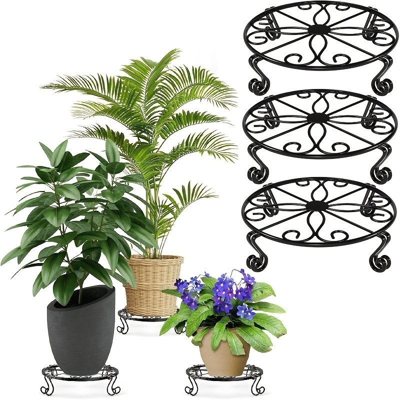 Image of 3pcs Metal Plant Stand Indoor/outdoor, Low Corner Plant Stand, Decoration Small Plant Holders For Home, Anti-rust Iron Heavy Duty Plant Holders, Flower Pot Rack Display Shelf, /golden