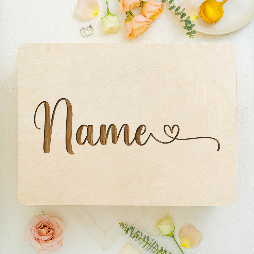 TEMU Personalized Engraved Name Wooden Keepsake Box, Custom Name Heart Detail Pine Wood Storage Box With Vintage Metal, Decorative Treasure Box,