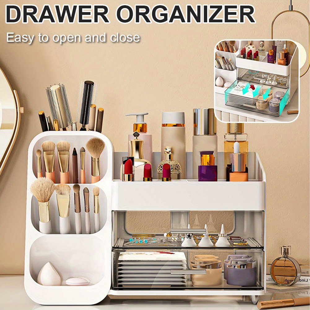 plastic desktop organizer makeup organizer box with drawers makeup storage box dustproof cosmetic display case for lipstick makeup brush Product details 1