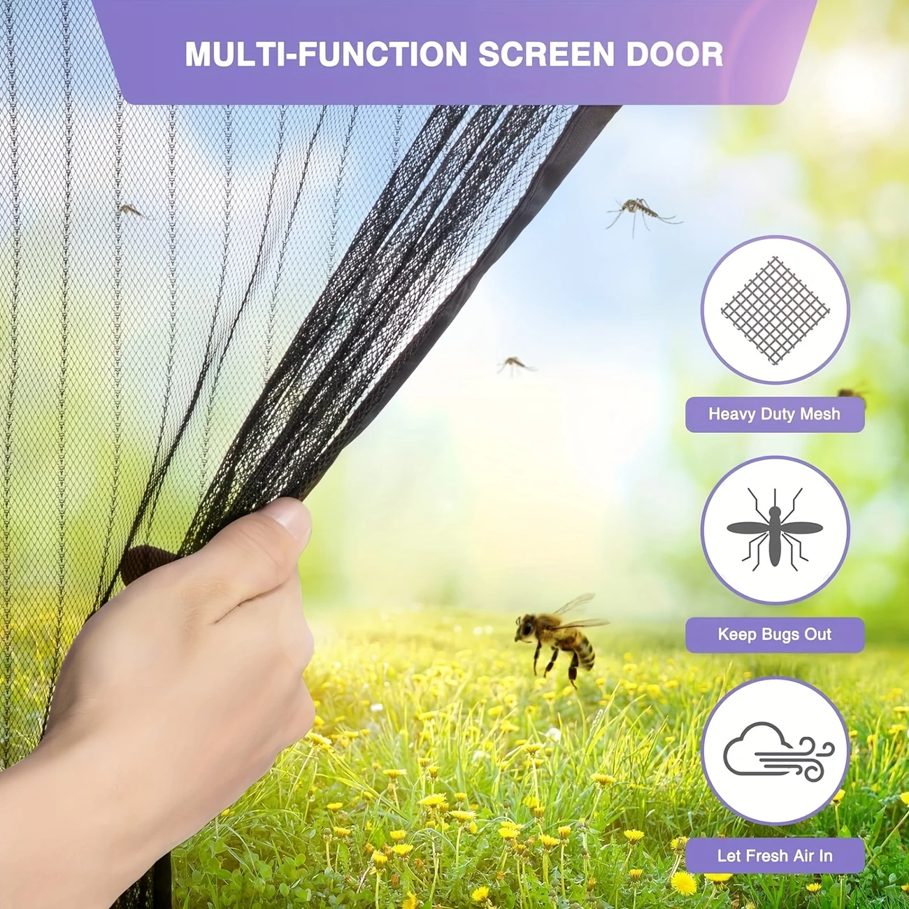 set magnetic screen door bohemian style heavy duty nylon mesh partition self sealing hands free pet and friendly knitted for room types home details 4