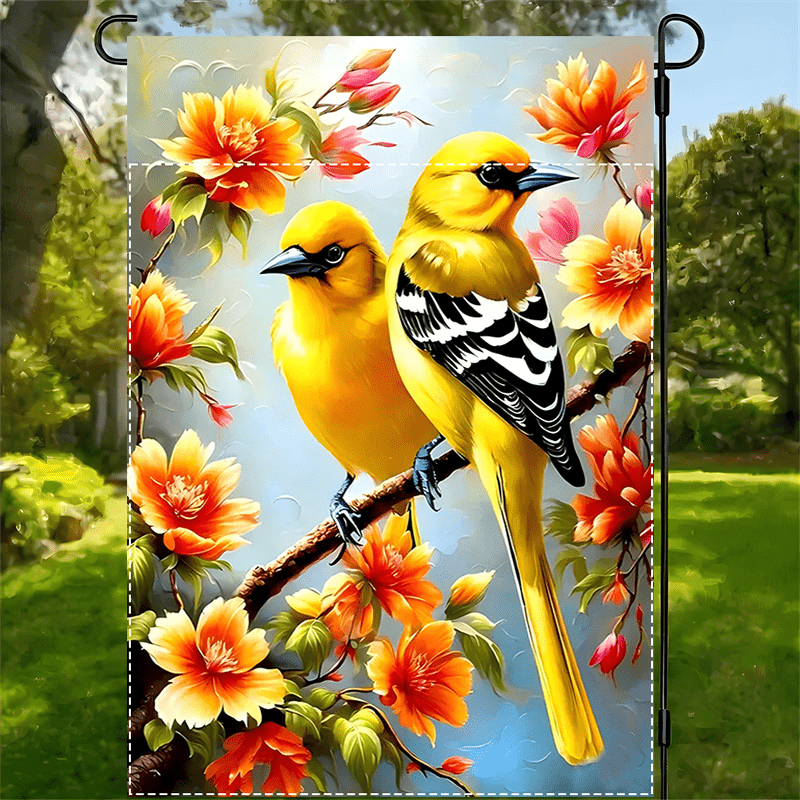 TEMU 2d Flat, 1pc, And Flower Double-sided Garden Flag, 12x18inch, Polyester,, Multi-functional Outdoor And Home Decoration, No Electricity
