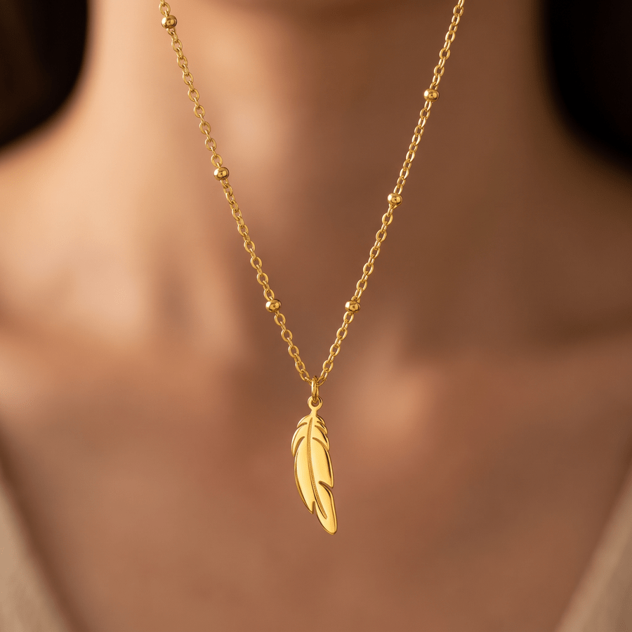 Women's 304 Stainless Steel Golden Necklace with Cross Bead Chain