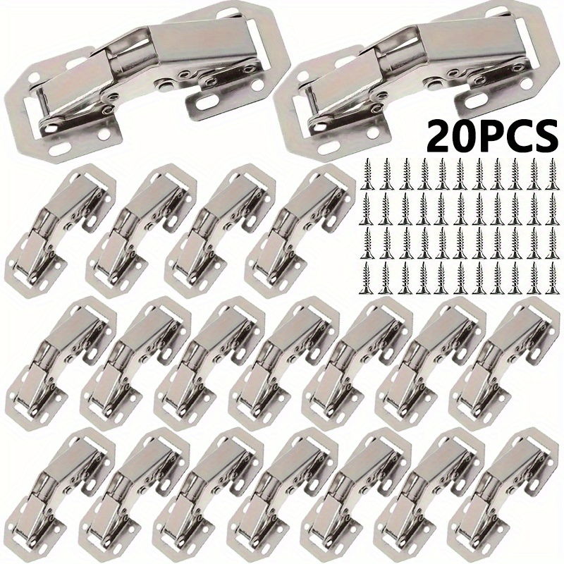 Image of 20pcs Polished Metal Cabinet Hinges - Surface Mount, No Drill - Contemporary Concealed Corner Folding Hinges