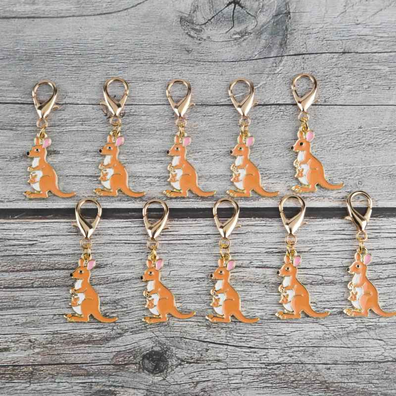 TEMU 10pcs Adorable Kangaroo Keychain Set With Colorful Thank You Greeting Cards, Enamel Bag Charms. Suitable For Graduation Season, Back-to-,