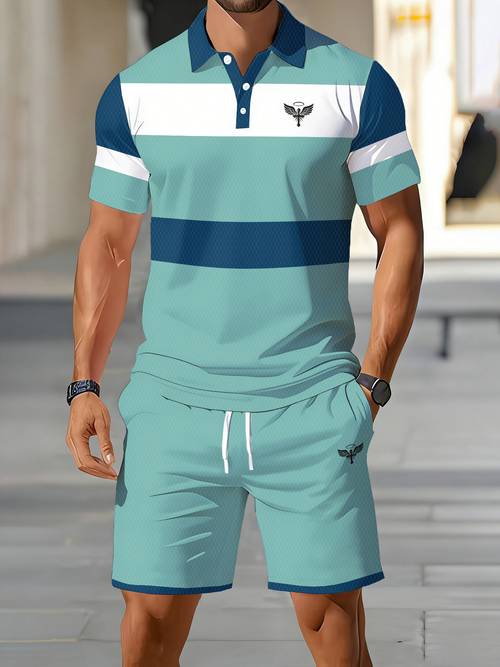 zweiteiliges set bestehend aus einem kurzärmeligen poloshirt und shorts, für lässige sommer-streetwear