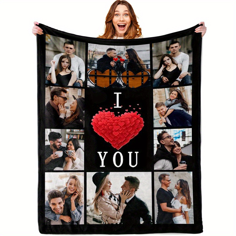 

Custom Blanket With Photo Personalized Blankets And Throws Picture Blanket For Christmas Valentine's Day Birthday Gifts Customized Gifts For Mom Dad Couple Girlfriend Boyfriend Wife Husband