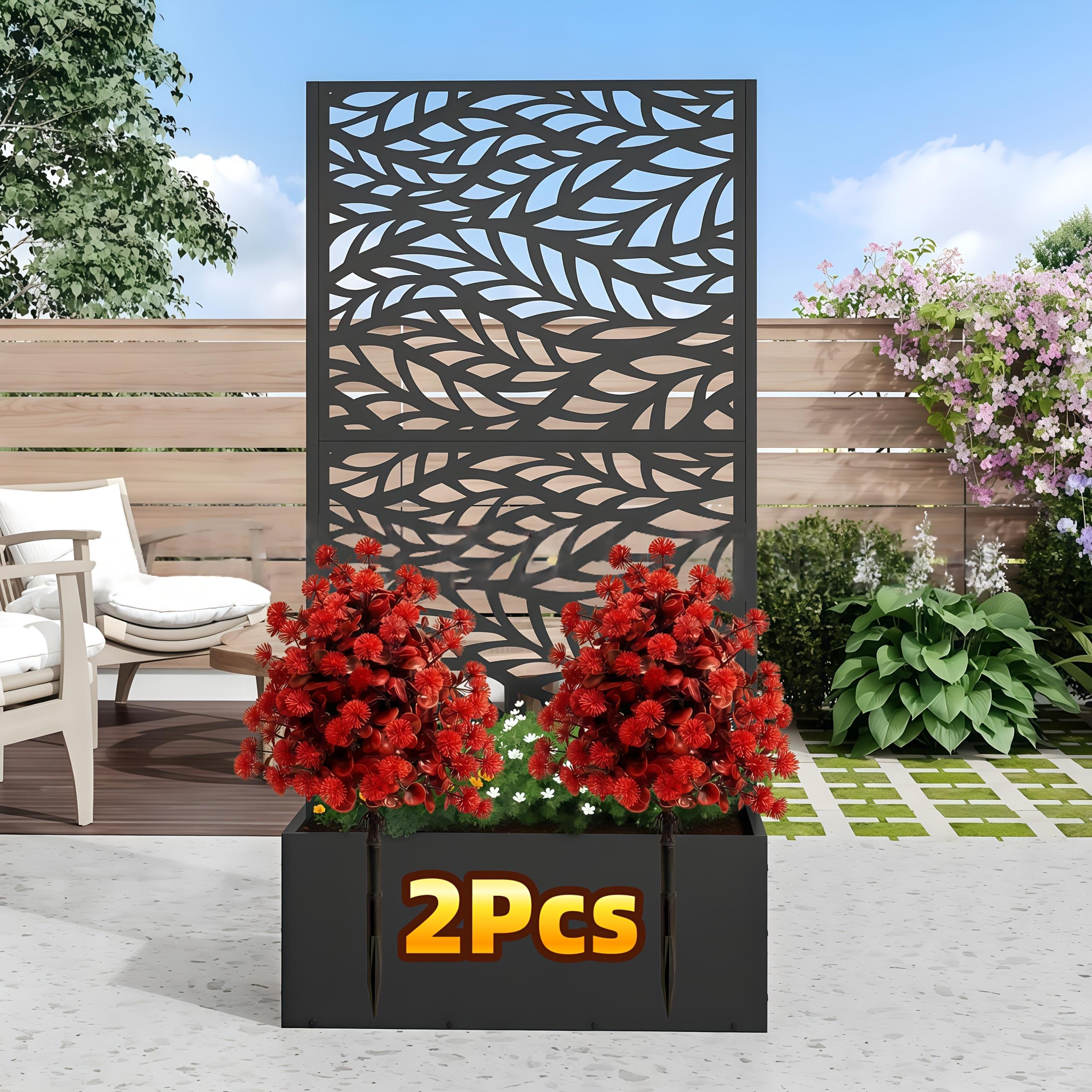 TEMU 2pcs Large Red Artificial Ground Flowers With Stakes, Uv Sun Resistant Fade-proof Plastic Floral Decor. Indoor& Outdoor Summer Autumn Use For