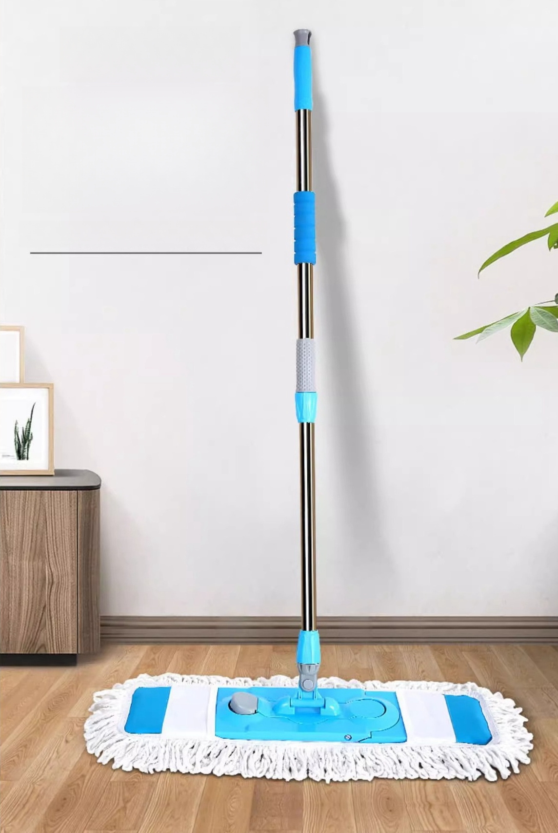 1pc extra large 25 59in flat mop with extended handle wide microfiber cloth 360 degree flexible head dual use wet and dry floor mop for living room bedroom toilet kitchen and floor cleaning details 0