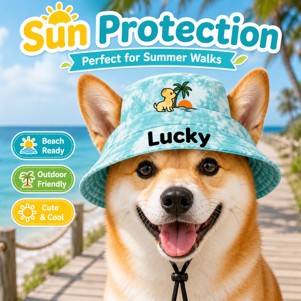 Customizable Pet Name Dog Sun Hat for Small to Medium Dogs