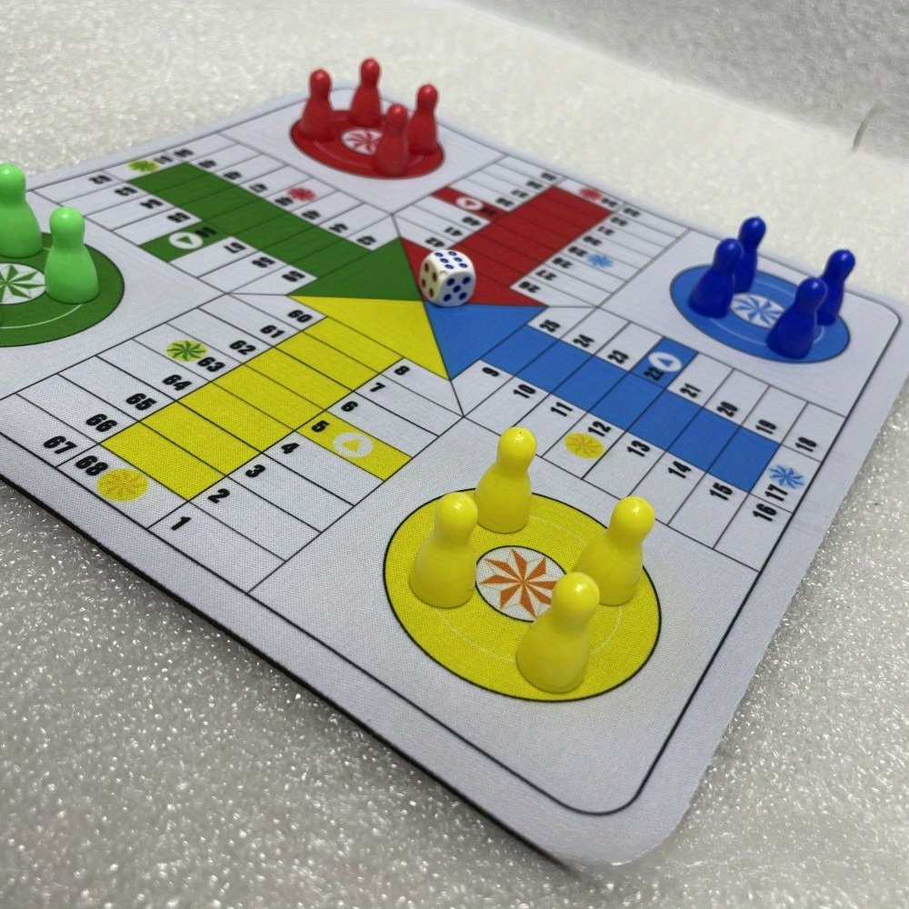LUDO & Parcheesi Game Mat - Dual-Purpose Rubber Board (9.45