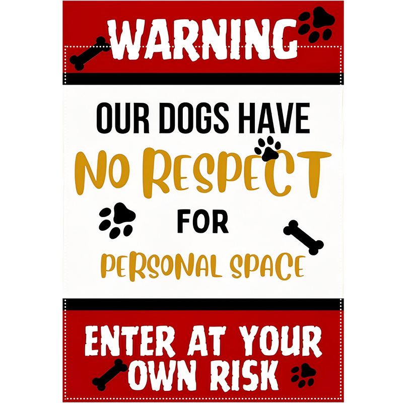 

1pc Dog Warning Garden Flag - Double-sided Waterproof Burlap, Lawn And Yard Decor, 12x18 Inch