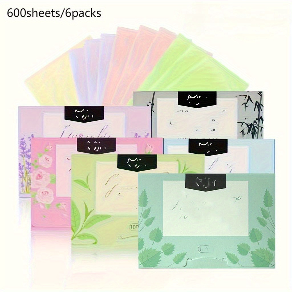 TEMU 6 Paquetes de Papel Absorbente para Eliminar el del Aceite, 600 Hojas en Total, Diseñado para Controlar el de Grasa Facial, Limpiar los Poros y