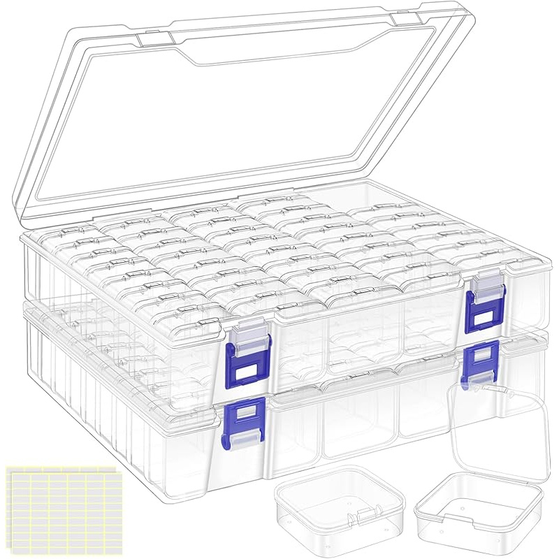 Image of 45/90/135pcs Clear Plastic Bead Organizer Box With Hinged Lid - Small Bead Storage Containers, Clear Mini Cases For Diamond Painting Accessories, Jewelry Beads, Crafts (45/90/135 Beads)