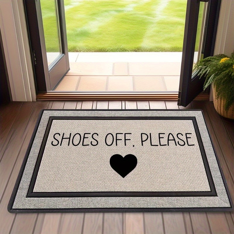 item picture Washable "Please Remove Your Shoes" Welcome Mat - Crystal Velvet Doormat Suitable for Entryway, Courtyard, Porch, Farmhouse, and Garage Decor