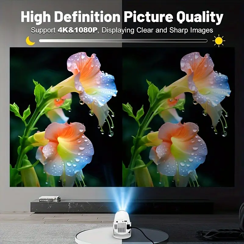 proyector inteligente portátil 4k/1080p con wifi 6, decodificación 4k, rotación de , de pantalla, enchufe de . uu. - ideal para cine en casa, conexión inalámbrica para teléfonos inteligentes, montaje de mesa, proyector 4k | cine en casa moderno | pantalla ajustable, proyector en casa detalles 6