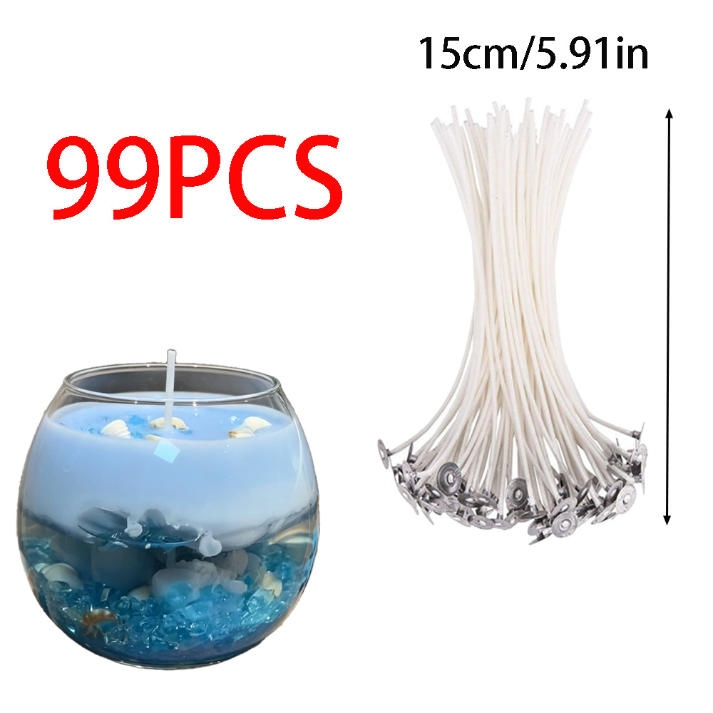 TEMU 99pcs 10/15/20cm Candle Wicks Soy Wax Low Smoke Natural Wicks Suitable For Handmade Candle Making Additions Party Candle Wicks Production Wax
