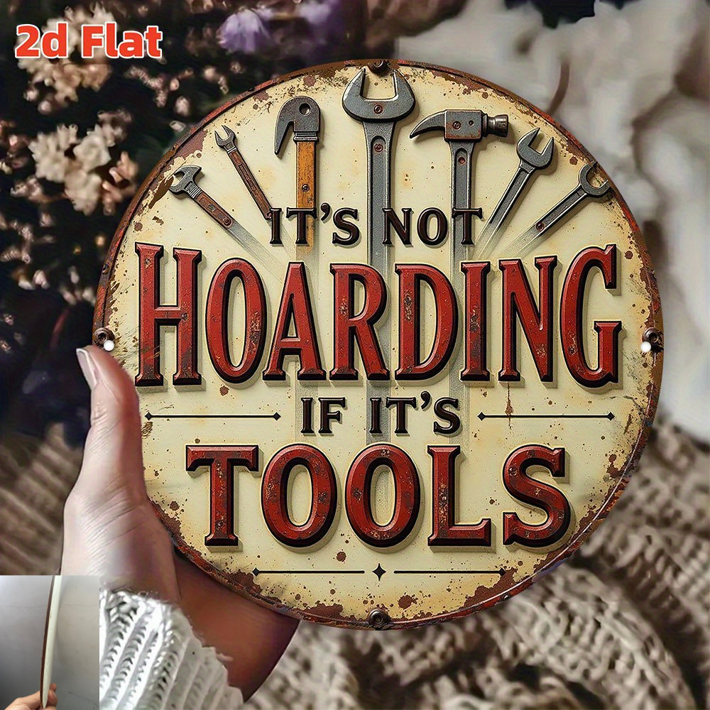 TEMU 2d Flat, 2d Plane - This Retro Artisan-, "tool Collection Is Not Hoarding", Features A 2d Flat Design. Made Of Round Wooden Material And