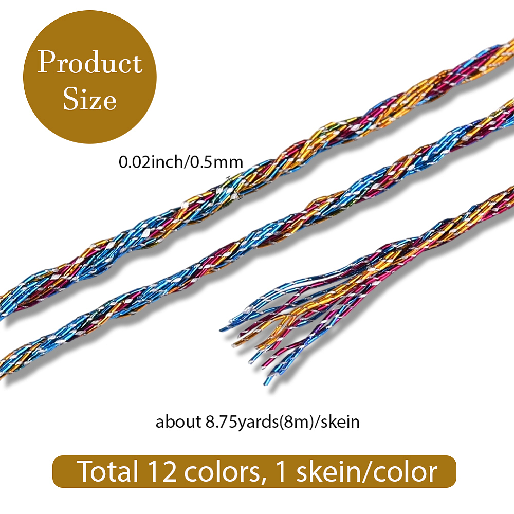 6-Ply Metallic Polyester Embroidery Floss for Crafts