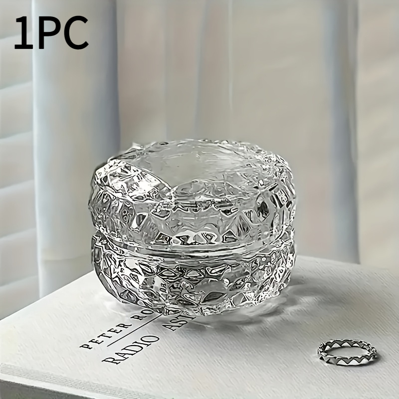 TEMU Elegant Glass Lamp With A Luxurious Storage Box, Vintage Carved Design, Jewelry Jar With A Transparent Lid, Perfect For Storing Jewelry, Great