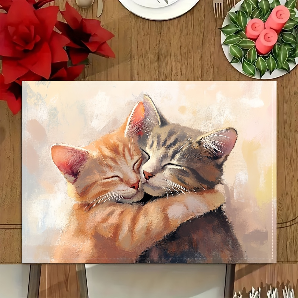 Niedliche Getigerte Katzen Platzsets Für Den Esstisch Waschbar_voghion.com