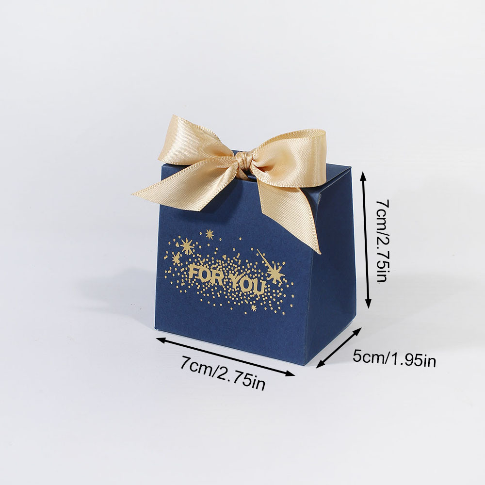 TEMU 5pcs For You Ribbon Gift Boxes, Text Paper Favor Boxes, Elegant Square Candy Chocolate Packaging, Luxury Small Gift Boxes For Birthday, Wedding,