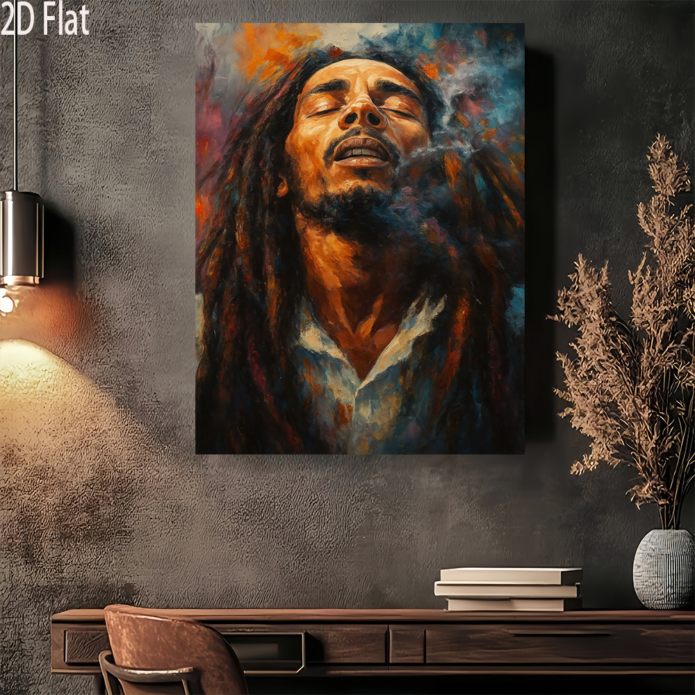 2D Flat, 1pc, Vibrant Abstract Portrait Artwork Wooden Frame Canvas Wall Art Modern Vintage Design, High Quality Printed Poster, Elegant Home Office Decor, 2D Flat