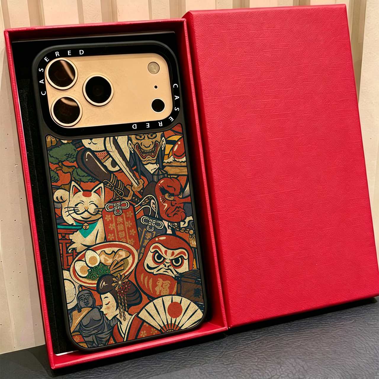 TEMU Phone Case: 1 Mirror 2d Multi-functional Makeup Mirror, Compatible With Iphone 16 Pro/15 Pro Max/14 Plus/13/12 And All Series. Japanese -e Style