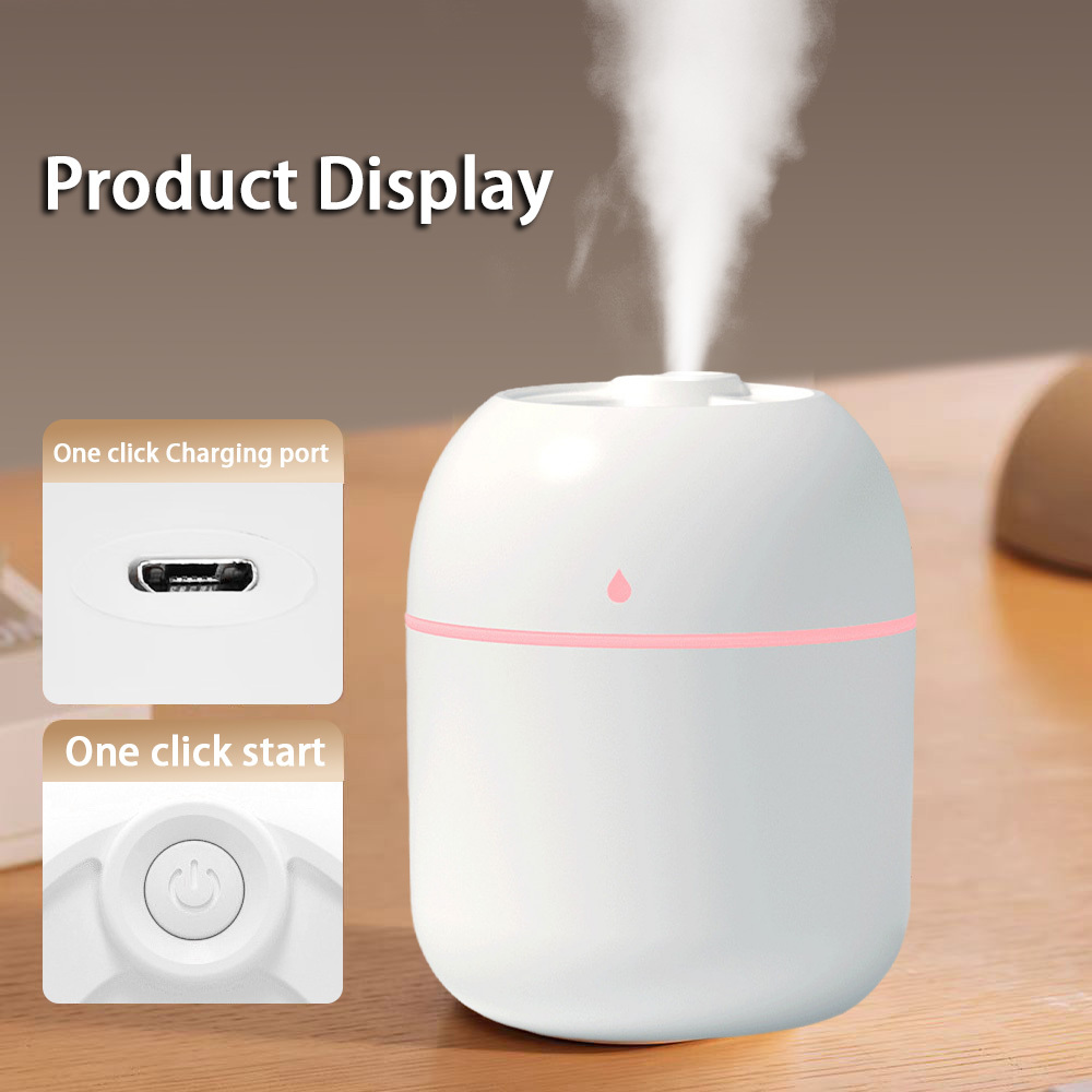 USB Night Light Humidifier - Cool Mist Multi-Scene Humidifier, Suitable for Bedroom/Living Room/Office Desk/Car Use, 36V Safe Voltage, Battery-Free Portable Design